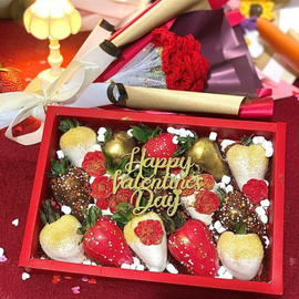 Valentines Rosy Red Strawberry Box