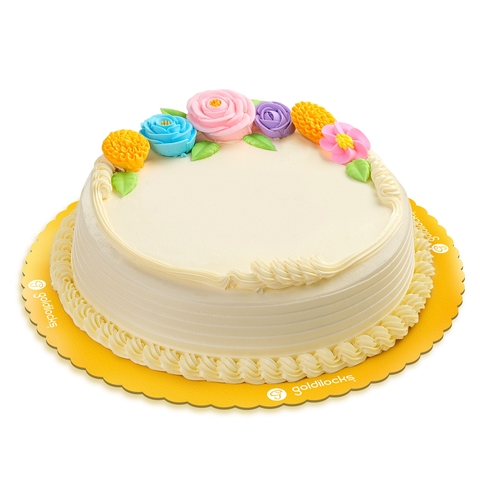 Goldilocks Round Greeting Pastel Bloom Cake Package (Several Flavors Available)