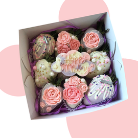 Pastel Rose Chocolate-Coated Strawberry Box