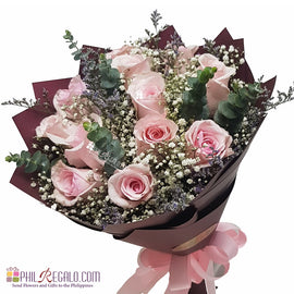 Blush Pink Roses Round Bouquet
