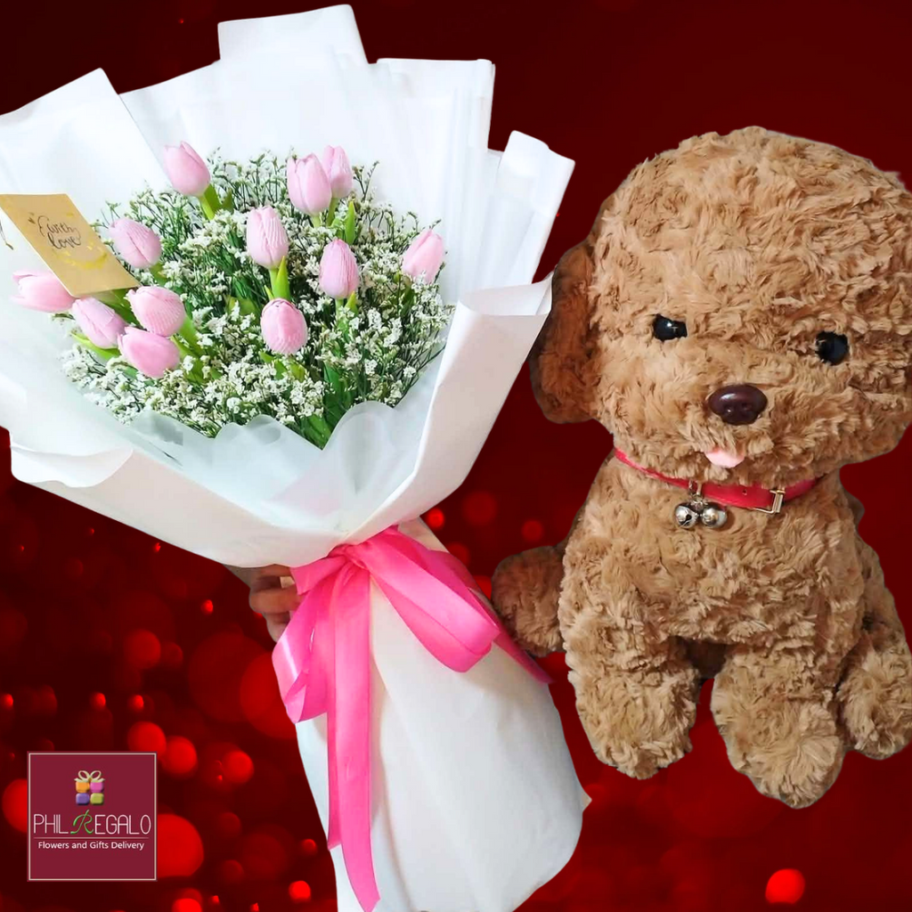 Miss you Tulips with Poodle Plush
