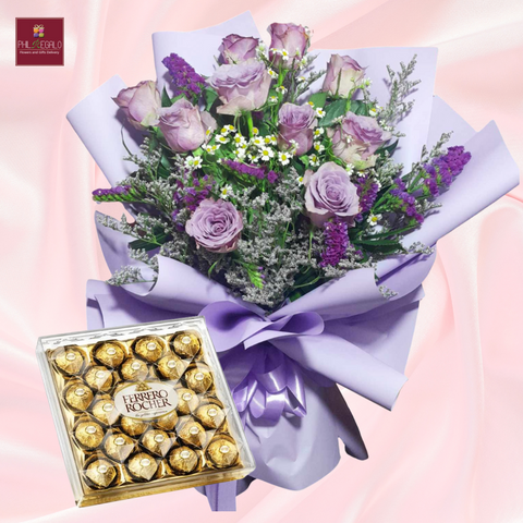Imported Rose Bouquet with 24 Ferrero Rocher