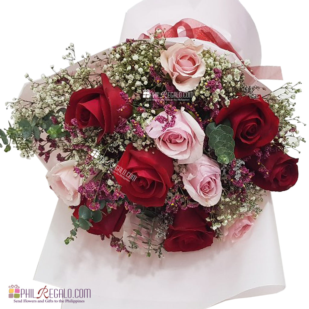 Red and Pink Roses Mixed Round Bouquet