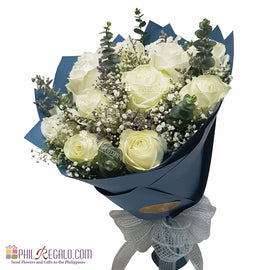 White Roses Round Bouquet