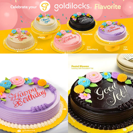 Goldilocks Round Greeting Pastel Bloom Cake Package (Several Flavors Available)