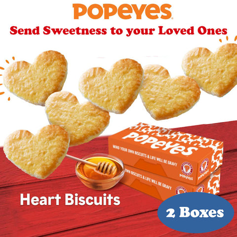Popeyes Heart Biscuits 2 Boxes 12 pieces
