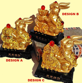 2023 Rabbit Golden Resin Chinese Zodiac Rabbit Statue Decor