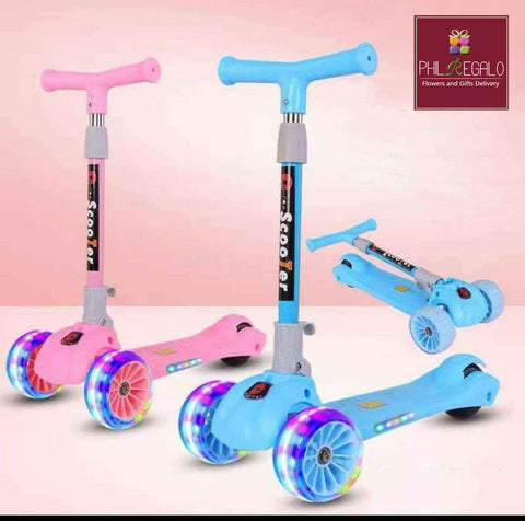 Folding Kids Scooter Pink and Blue Set 4-5yrs old