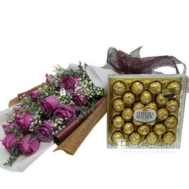 Rose Bouquet with 24 Ferrero Rocher